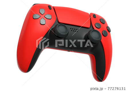 Realistic red video game controller on white background 77276131