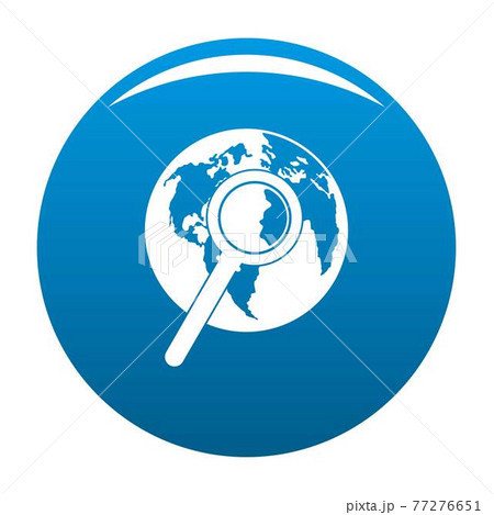Magnifier on earth icon blue vector Magnifier on earth icon blue vector 77276651