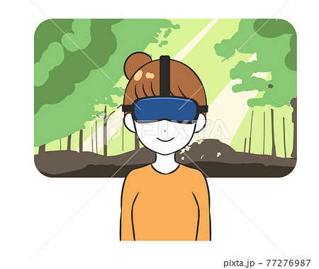 VR　観光　森林　女性 77276987