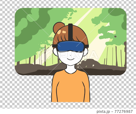 VR　観光　森林　女性 77276987