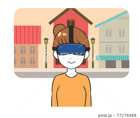 VR 観光 街並み 女性 VR 観光 街並み 女性 77276988