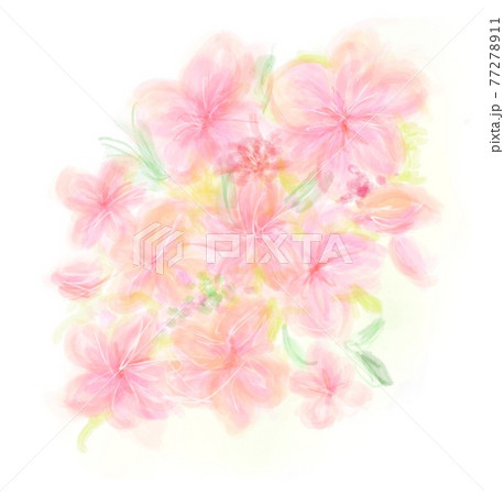 ピンクな花 やさしい 女性向け水彩アートのイラスト素材