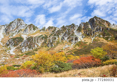 長野県駒ヶ根市 千畳敷カールの紅葉 標高2612mの絶景紅葉スポット の写真素材