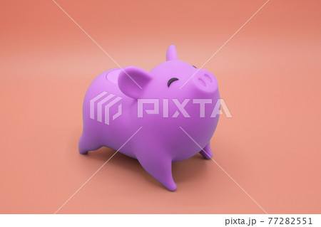 Piggy bank on orange background. Finance, saving money concept. 77282551