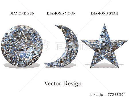 ダイヤモンドイメージの太陽 月 星 ベクターイラストのイラスト素材
