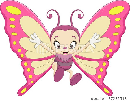 Cartoon funny butterfly on white background - Stock Illustration [77285513]  - PIXTA