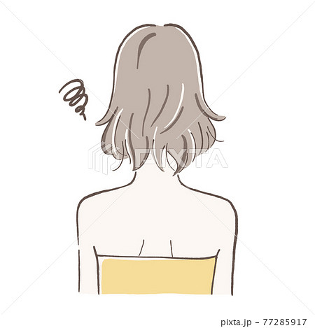 髪質改善 パサついた髪 ボブヘアのイラスト素材