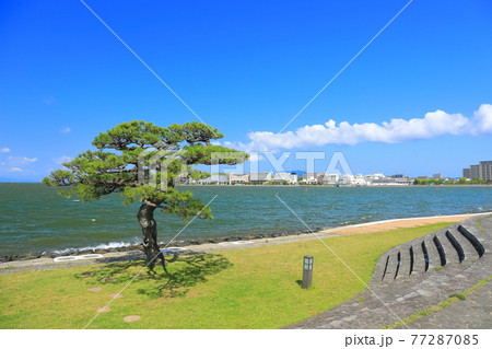 【島根県】晴天下の白潟公園と松江市街地 77287085