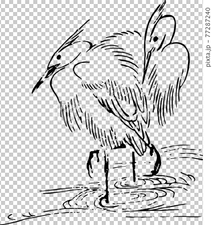 2羽のサギ 77287240