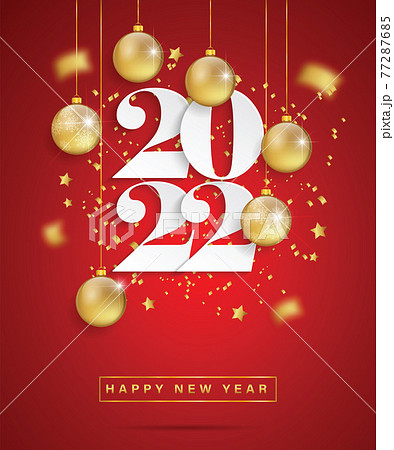 Happy New Year 22 White Paper Numbers With のイラスト素材