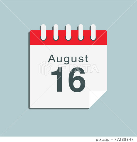 Icon day date 16 August, template calendar page 77288347