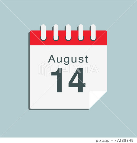 Icon day date 14 August, template calendar page Icon day date 14 August, template calendar page 77288349