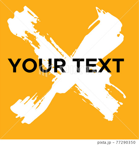 Vector Cross Shape on Yellow. White Cross Stamp. Icon, Logo, Banner Design. 77290350