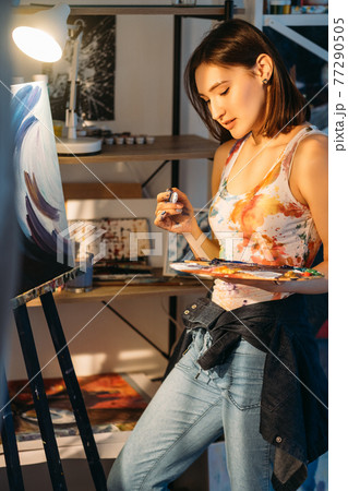 painting craft visual art female artist in studio 77290505