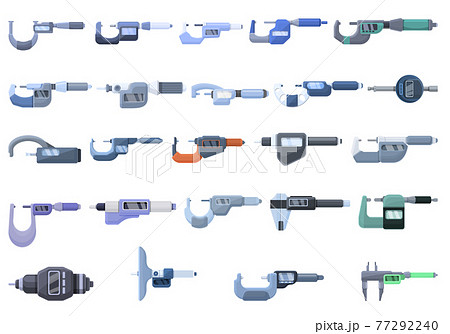 Digital micrometer icons set, cartoon style 77292240