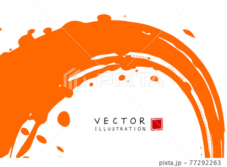 Abstract ink background. Chinese calligraphy art style, orange paint stroke texture on white paper. 77292263