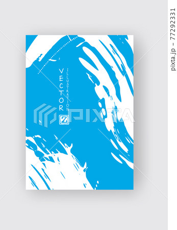 Blue ink brush stroke on white background. 77292331