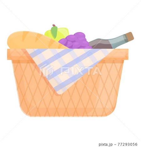 Spring picnic basket icon, cartoon and flat style Spring picnic basket icon, cartoon and flat style 77293056