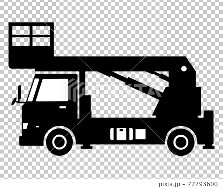 Truck aerial work platform black and white silhouette Truck aerial work platform black and white silhouette 77293600