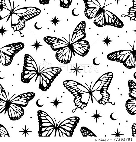 Occult Style Magical Butterfly Seamless のイラスト素材