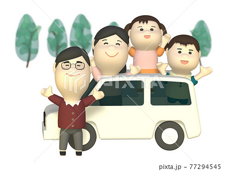 車で出かける家族 車で出かける家族 77294545