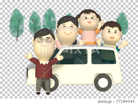 車で出かける家族 車で出かける家族 77294545