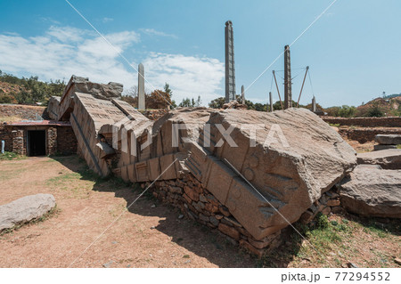 Famous ancient obelisks in city Aksum, Ethiopia Famous ancient obelisks in city Aksum, Ethiopia 77294552