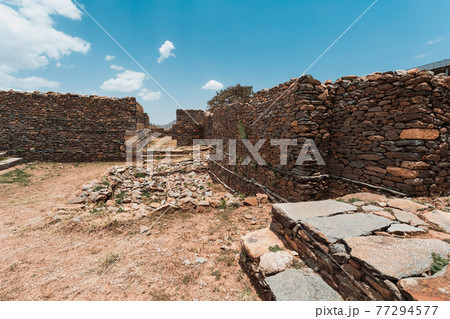 Queen of Sheba palace ruins in Aksum, Axum civilization, Ethiopia. 77294577