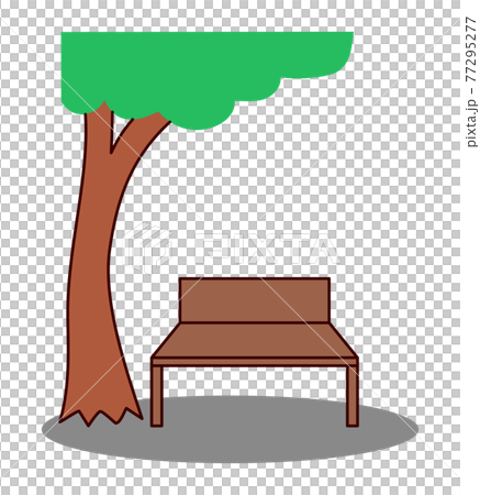 樹で日陰になっているベンチのイラスト素材