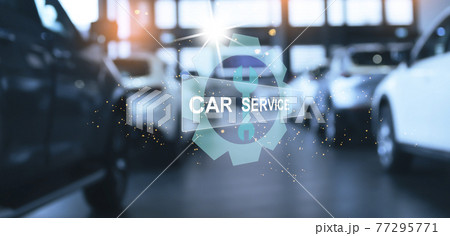 AI hologram car dashboard station car banner electronics autopilot autonomous futuristic service maintenance assistance to car technology tool fix cockpit online 77295771