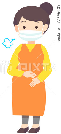 一息つくマスクをしている妊婦 一息つくマスクをしている妊婦 77296005
