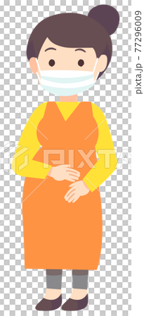 Pregnant woman with bun hair wearing a mask 77296009
