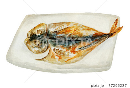 アジの開きの焼き魚 水彩イラスト のイラスト素材 アジの開きの焼き魚 水彩イラスト のイラスト素材