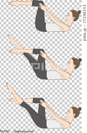 Pilates sequence, single leg stretch - Stock Illustration [77296553] - PIXTA