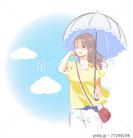 傘をさす女性 のイラスト素材