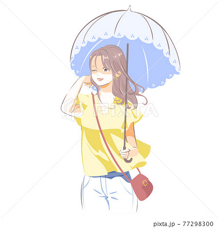 傘をさす女性 のイラスト素材