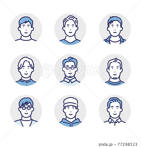 男性の上半身アイコンのイラスト素材 77298523