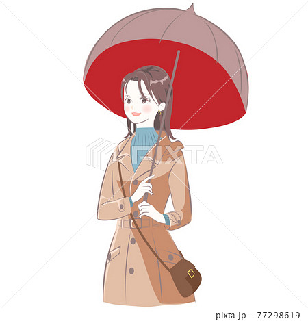 傘をさす女性のイラスト素材