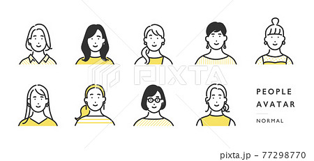 女性の上半身アイコンのイラスト素材 女性の上半身アイコンのイラスト素材 77298770