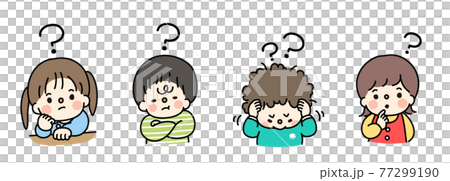 ハテナを浮かべるこどものイラスト 77299190