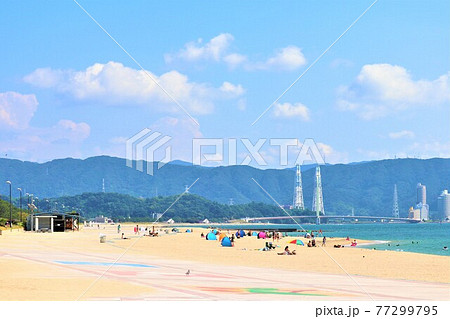 片男波海水浴場夏の風景 片男波海水浴場夏の風景 77299795