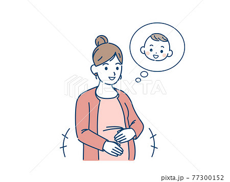 妊婦 お腹の赤ちゃんが動く 胎動する イラスト素材のイラスト素材