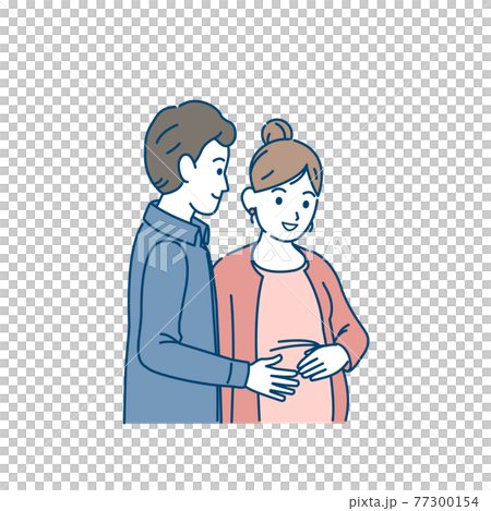 妊娠する女性 妊婦 子供を授かる 寄り添う夫婦 イラスト素材のイラスト素材
