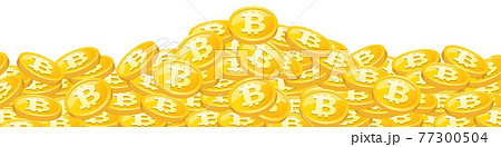 山積みになり輝くゴールドのコインのイラスト背景素材 ビットコイン 山積みになり輝くゴールドのコインのイラスト背景素材 ビットコイン 77300504