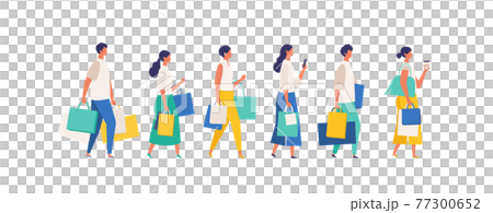 夏の買い物に行くの人々イラスト 77300652