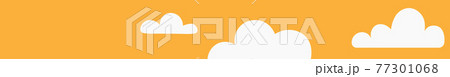Vector horizontal banner for social networks. White clouds on a yellow background. 77301068