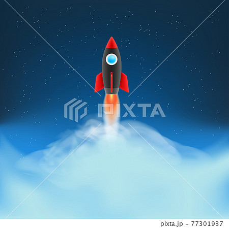 Launch of the rocket to the space. 3d style vector illustration 77301937