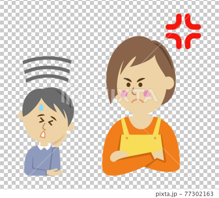 妻に怒られる夫のイラストイメージ 妻に怒られる夫のイラストイメージ 77302163
