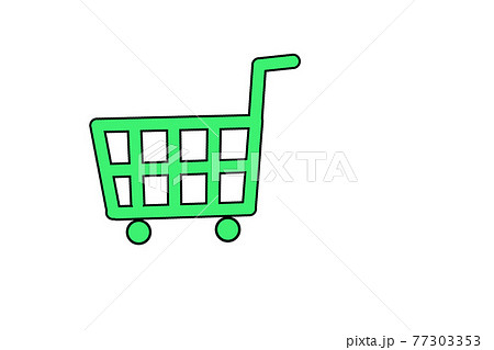 買い物カート ネットショッピングカート緑のイラスト素材