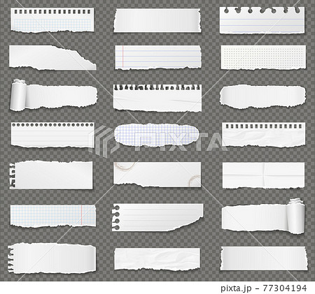 Paper scraps isolated on transparent background. 77304194